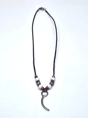 Skydiving Necklace Skydive Parachute Closing Pin Curved Leather Thong Beads 18"